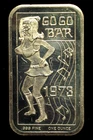 Vintage 1 Oz. .999 Fine Silver Art Bar "Go Go Bar"     1973