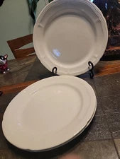 (3) Thomson Pottery BIANCA White 10.78" Dinner Plates