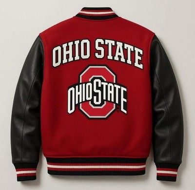 Letterman Handmade Varsity Jacket  Ohio State Wool  Leather Sleeves Adult Size
