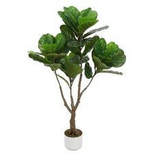 3.8FT Artificial Fiddle Leaf Fig Tree w/Natural Trunk Lifelike Faux Plant Decor