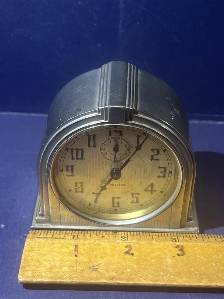 Reloj despertador vintage Westclox Dura modelo 61-D Art Deco años 30 funciona - ¡La alarma no lo hace! " Foto 4 de 4
