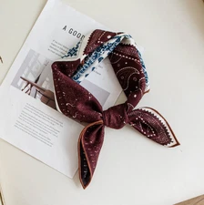 70% Cashmere 30% Silk Shawl Scarf Neckerchief 70X70cm chain Print Bandana Wrap