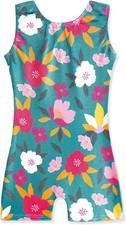 HOZIY Gymnastics Leotards with Shorts for Girls Toddlers 4-5T, A Green Floral