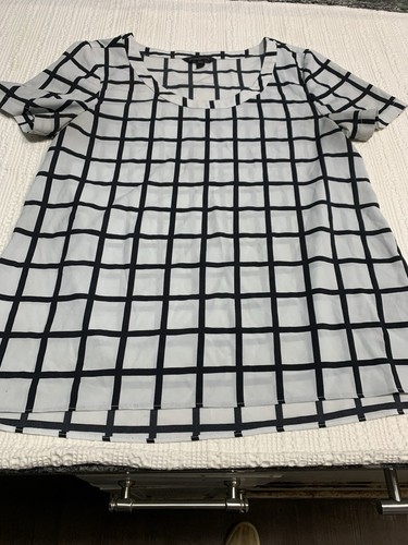 Banana Republic Women’s Grey Black Square Tunic Top Size Petite Medium Geometric - Picture 17 of 19