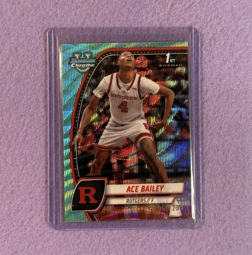Ace Bailey Rutgers RC 1st Bowman /299 #1 Topps 2024-25 Bowman Univ Chrome