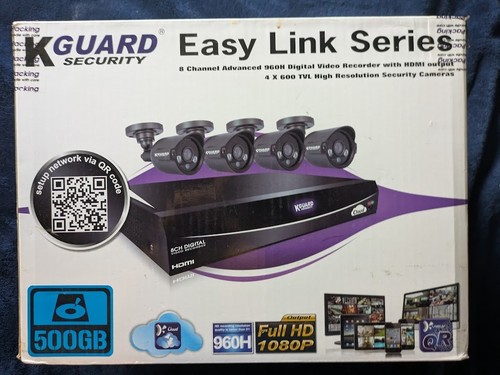 KGuard Security Easy link Series Surveillance Combo Kit 500GB 4 Cameras + DVR
