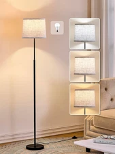 60" Modern Floor Lamp for Living Room Bedroom, Standing Lamp with Oatmeal Linen