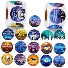800 Pcs Christmas Religious Stickers Round Christmas Nativity Jesus Classic