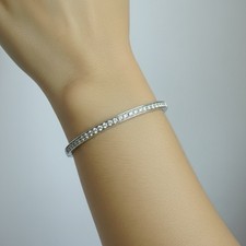 Sterling Silver .15cts Diamond 7 Inch Hinged Bangle Bracelet