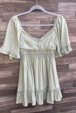 Altar'd State Mint Green Mini Dress Flutter Sleeve Small Forest Fairy Whimsical