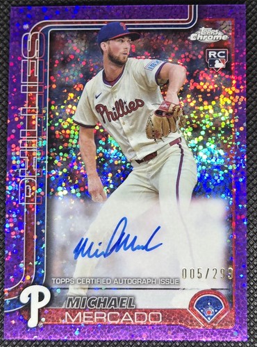 2025 Topps Chrome Michael Mercado #RA-MME Purple Speckle Auto RC /299 Phillies