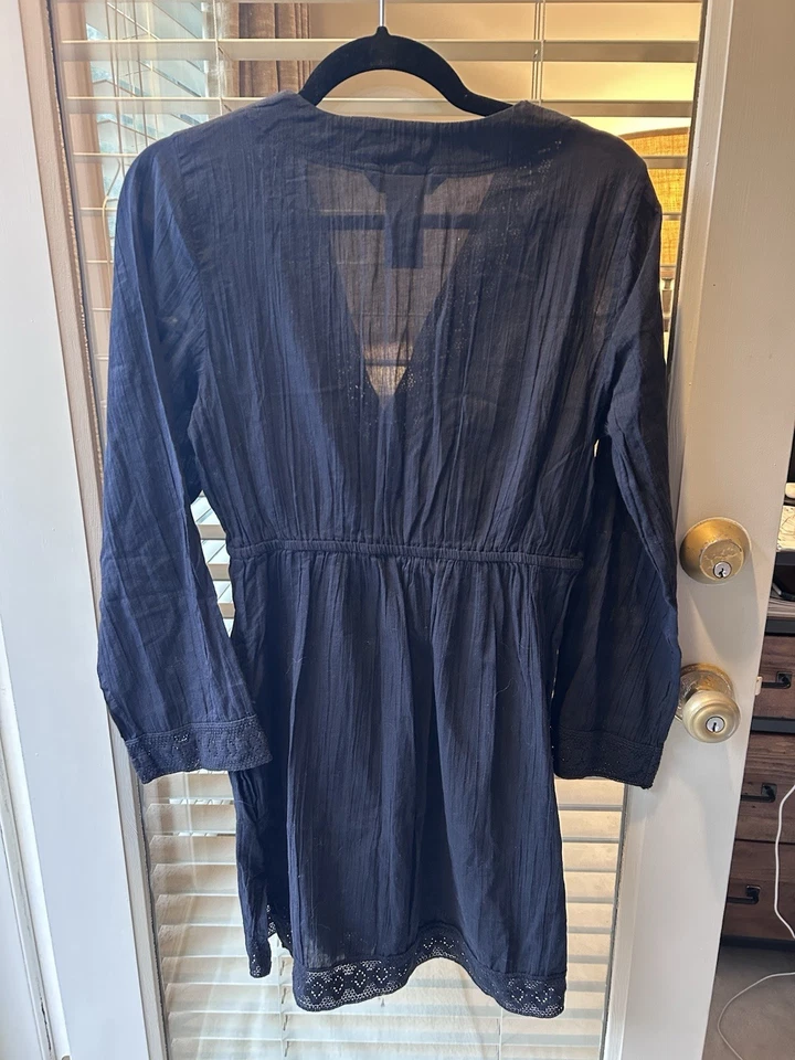 Vestido Lauren Ralph Lauren Negro Ligero Natación Encubrimiento con Cuello en V Profundo. Talla Med Foto 3 de 3