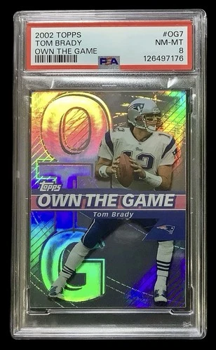 2002 topps #OG7 tom brady; own the game SP holo refractor insert PSA 8