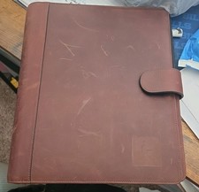 Luxury Brown Full Size Leather Portfolio Some Scratches But In Good Shape