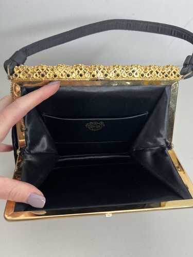 New After Five Clutch Purse Black & Gold Toned w/ Coin Purse USA - Picture 2 of 15
