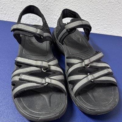 Skechers Black Gray Tone Ups Sandals Womens Sz 9 Ready Set Go Double Step 38753