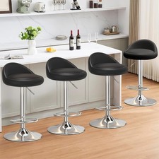 Bar Stools Set of 4, PU Leather Swivel Adjustable Bar Chairs with Low Back