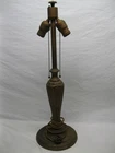 Tall Lamp Base Original Bronze Finish Slag Stained Glass Shade Vtg Old Antique