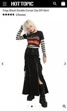 Tripp NYC Y2K Goth Rave Grunge Metal Black Hot Topic Emo Zip Off Skirt Sz L