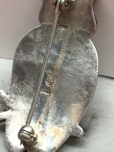 VINTAGE STERLINGSILBER EULENBROSCHE MIT MULTI-STEIN-DESIGN ~ AUF DER RÜCKSEITE MARKIERT - Bild 3 von 5