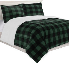 3-Piece Buffalo Lodge-Plaid Comforter Set, Luxurious, Heavyweight, All Season, d