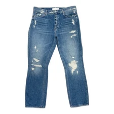 Mother Superior Jeans Size 34 Rise Fly Cut Dazzler Ankle Button Fly Distressed