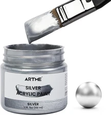 Metallic Silver Acrylic Paint 100ml, Non-Toxic Craft Paint for Art & DIY 