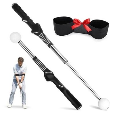 Montela Retractable Golf Swing Trainer,Right-Handed Training Aid with Grip 
