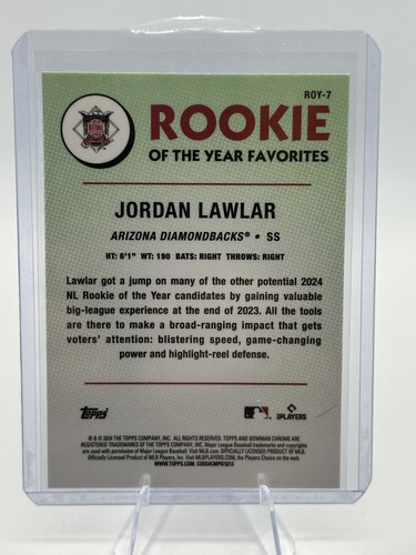 2024 Bowman #ROY-7 Jordan Lawlar Rookie of the Year Favorites - Picture 2 of 2