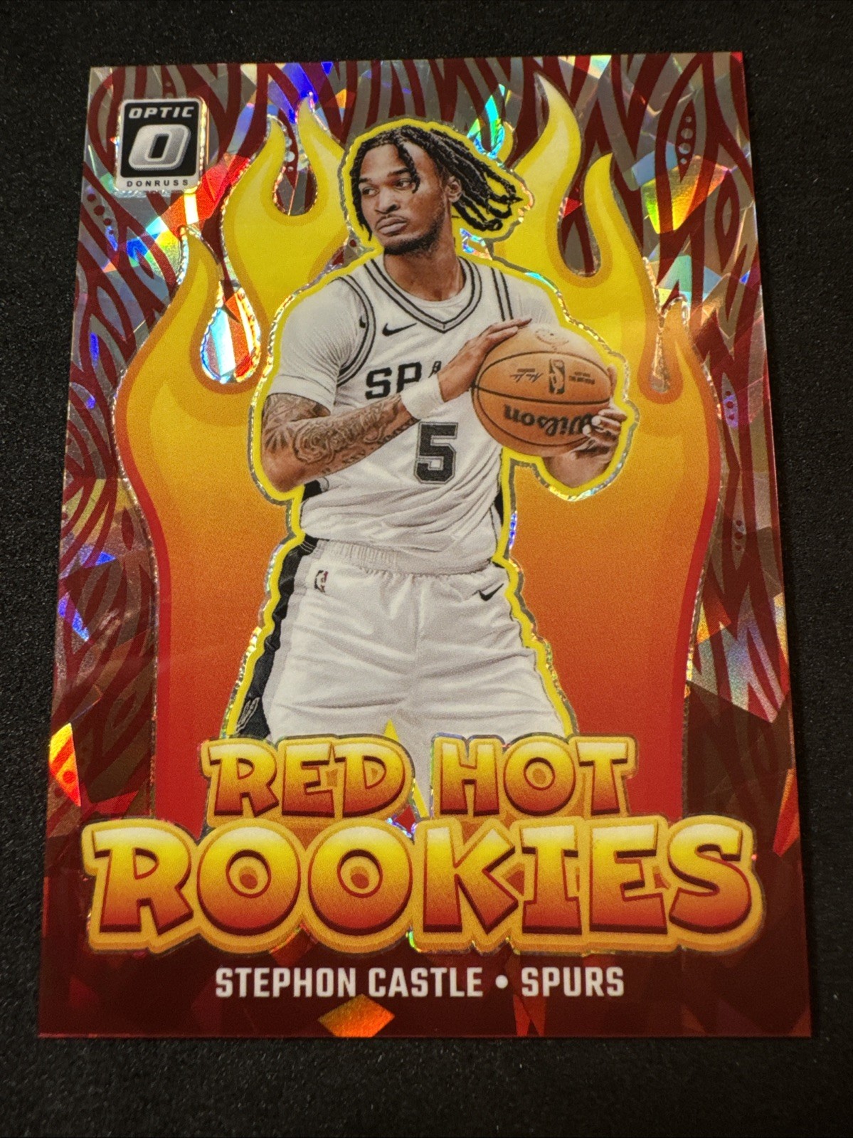 2024-25 Donruss Optic Stephon Castle RC! Red Hot Rookies Ice #d 1/25 Spurs