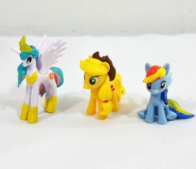 My Little Pony Mini Figures Lot Of 3 Rainbow Dash Apple Jack Princess Celestia