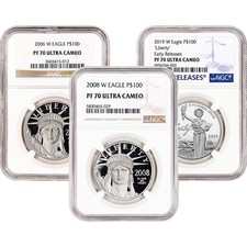American Platinum Eagle 1 oz $100 - NGC PF70 Random Date and Label 1963.66 per troy oz