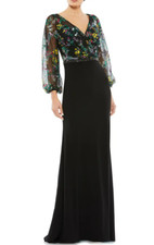 Mac Duggal Embroidered Mesh Long Sleeve Column Gown-Size 20 (#218 B )