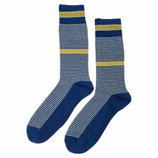 NWT Navy Stripe Dress Socks Novelty Men 8-12 Blue Crazy Fun Sockfly