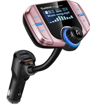 Upgraded Version Bluetooth FM Transmitter, Sumind Wireless Radio Adapter Car Kit