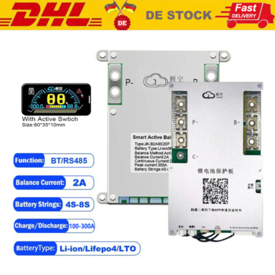 JK 4S-8S Smart BMS 100A-300A Li-ion LiFePo4 LTO Battery 2A Active Balancer BMS