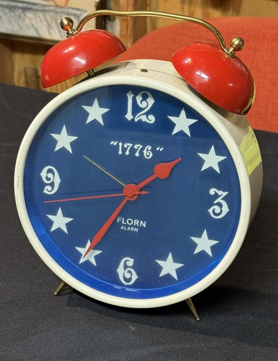 Vintage Florn Double Bell Alarm Clock 11” Tall Made in West