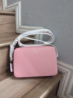 NWT Kate Spade Harper Refine Grain Leather Crossbody In Bright Carnation
