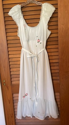 Camicia da notte vintage anni 50 blu cipria pallido rosa laros abito coquette festival fata