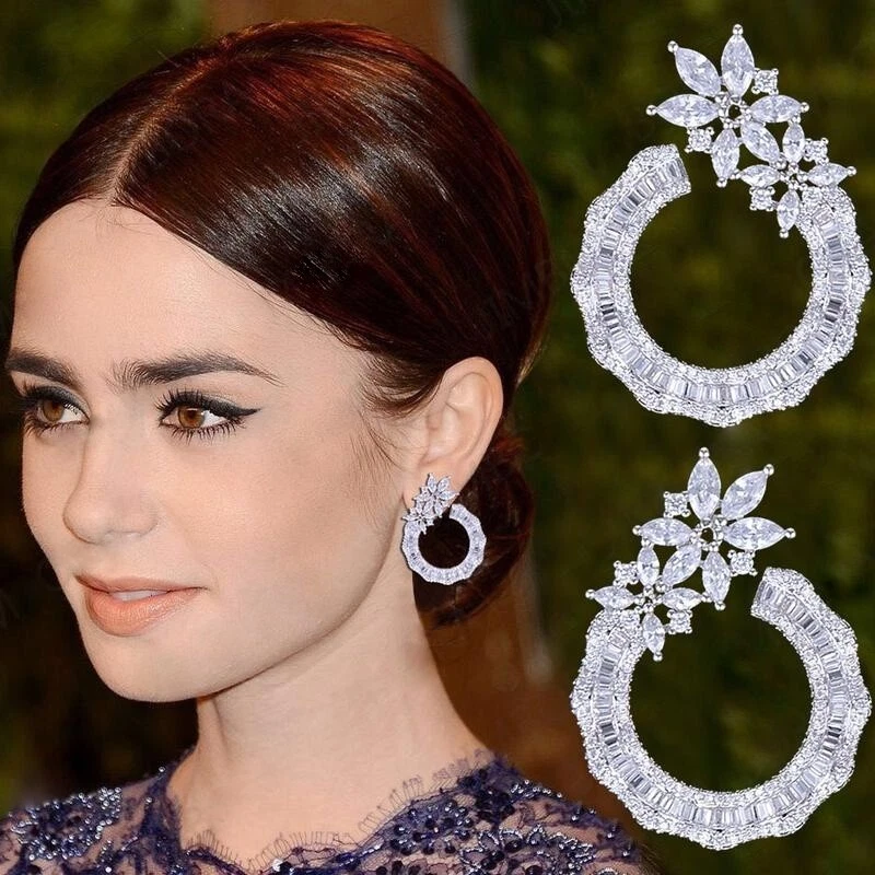 38MM Luxury Flower Cluster Simulated Sapphires, Emerald & Pink Ruby Fine Earring - Image 2 of 4