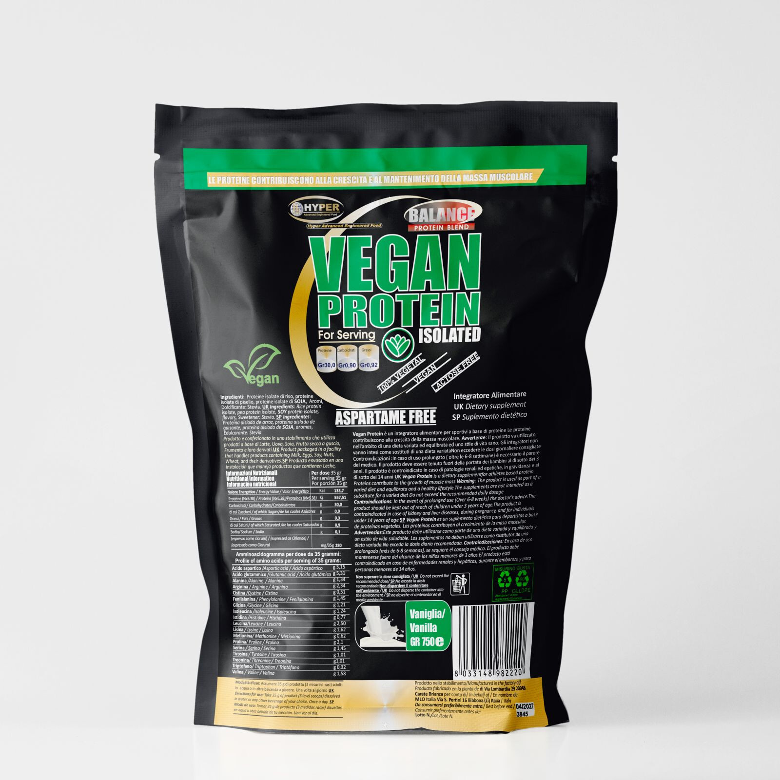 Proteine Vegane 90% Cacao 1.5kg | Mix 3 Fonti Vegetali Muscoli e Recupero