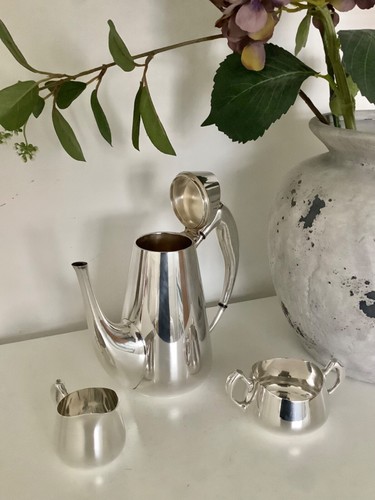 Pristine UNUSED Mid Century CARL COHR Denmark Silver Plated Tea/Coffee Set c1960 - Picture 5 of 9