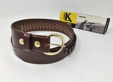 NEW Triple K 100 Saddle Leather .38 / .357 Cartridge Belt Brown, SMALL: 28"- 33"