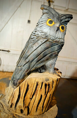 eule figur holz carving oak owl geschnitzt aus Eiche