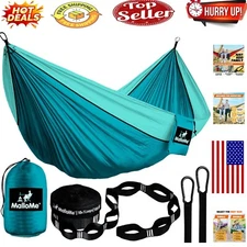 Heavy-Duty Portable Camping Hammock for 2 - Aqua/Blue, Perfect for Outdoors