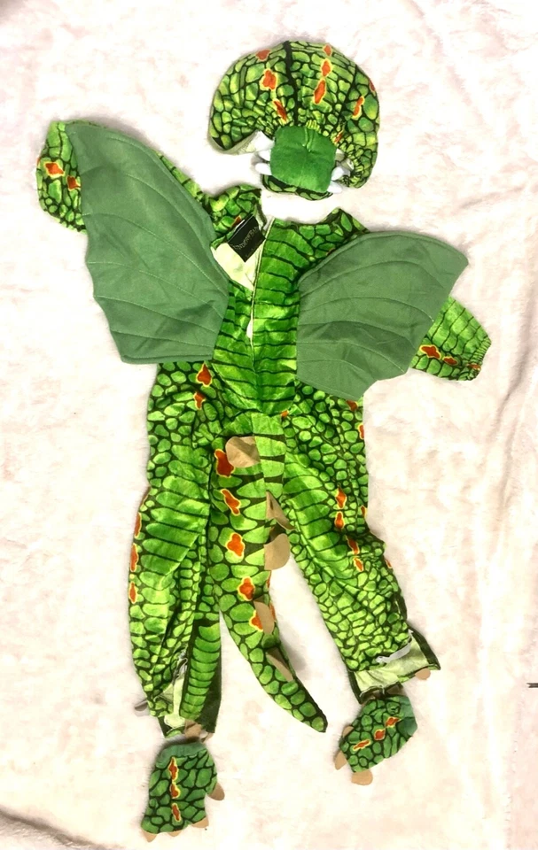 Disfraz de Dragón Dinosaurio Niño Alado Verde Edades 4-6 años Halloween Vestir  Foto 2 de 3