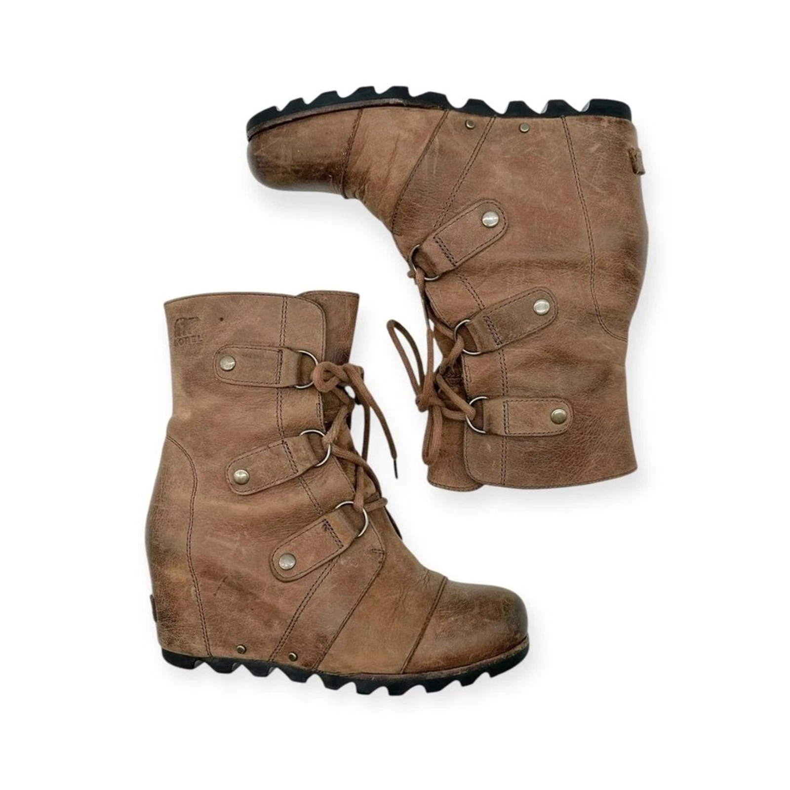 sorel joan of arctic waterproof leather wedge lace-up boots