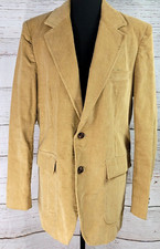 Vintage Retro Men's Carmel Brown Corduroy Blazer Sport Coat Size R-42 Lined