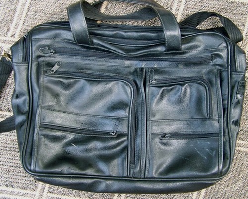 BOLSO DE CUERO NEGRO GENUINO MULTIUSOS PARA PORTÁTIL MALETÍN VARIOS BOLSILLOS - Imagen 4 de 7