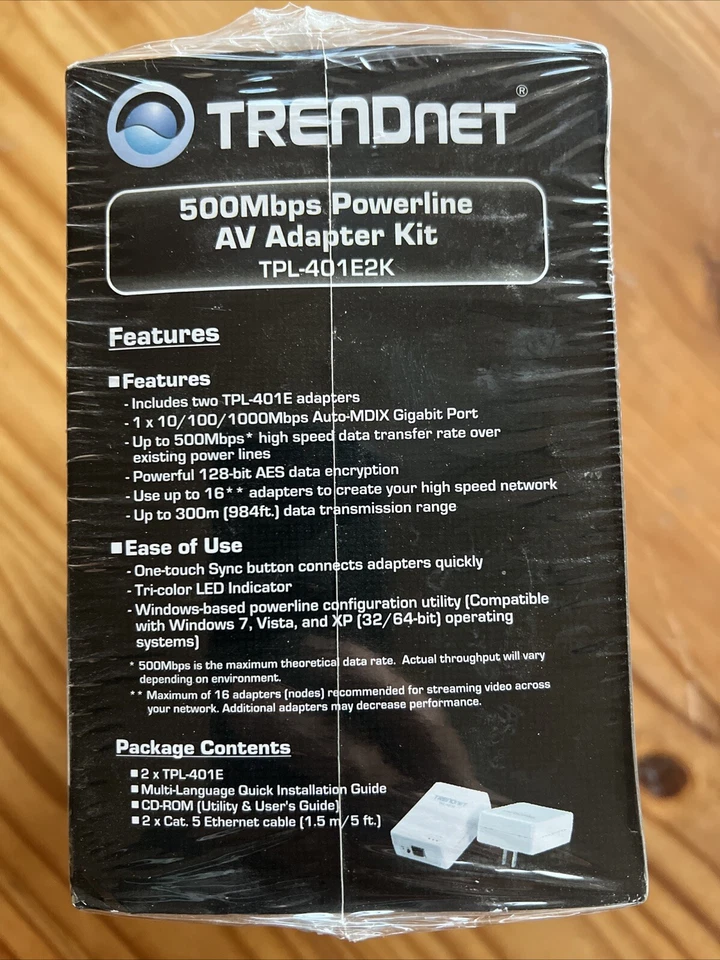 TRENDnet TPL-401E2K 500Mbps Powerline Ethernet AV Adapter Kit HD Streaming New - Image 2 of 4